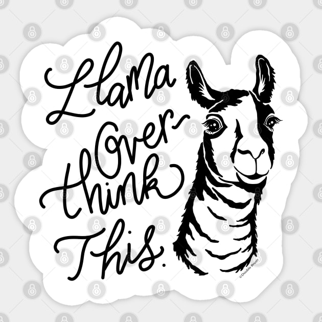 Let Me Overthink This Funny Llama Design Sticker by DoubleBrush